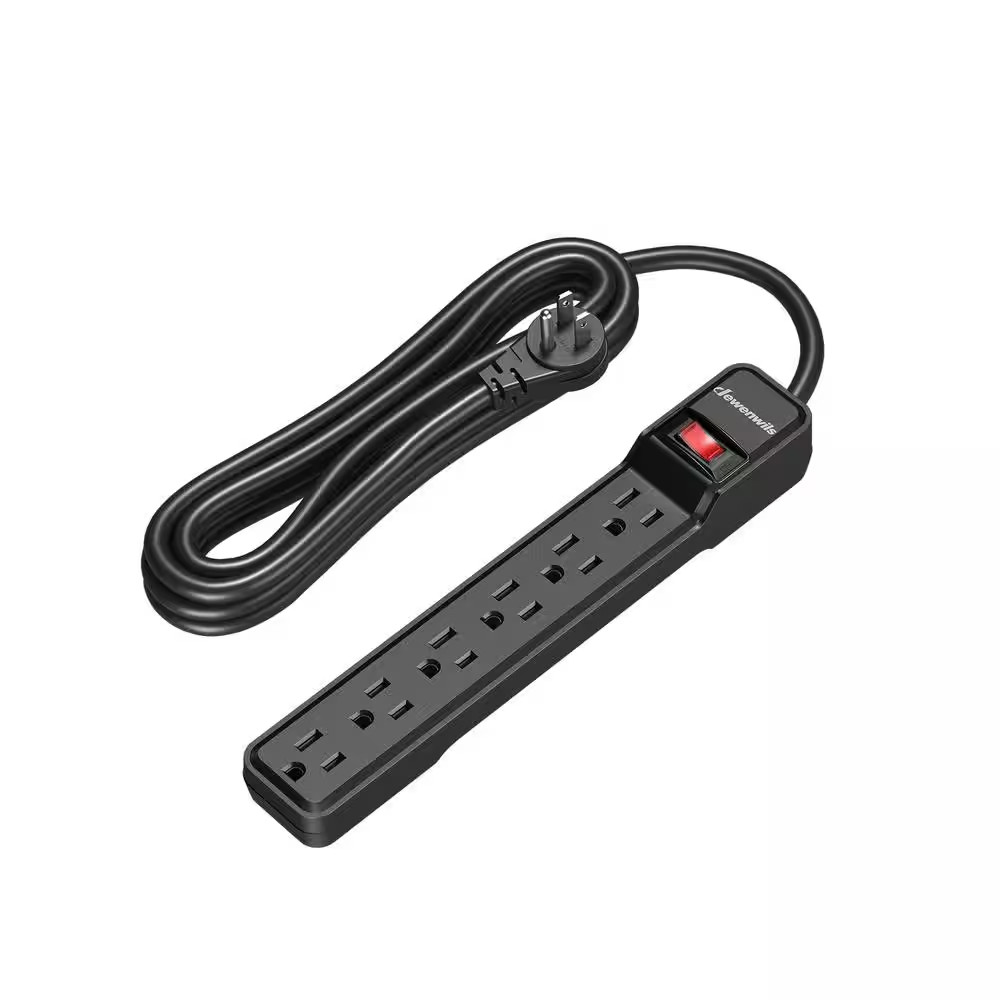 15 Ft. 6-Outlet Surge Protector Power Strip, 500 Joules, Black