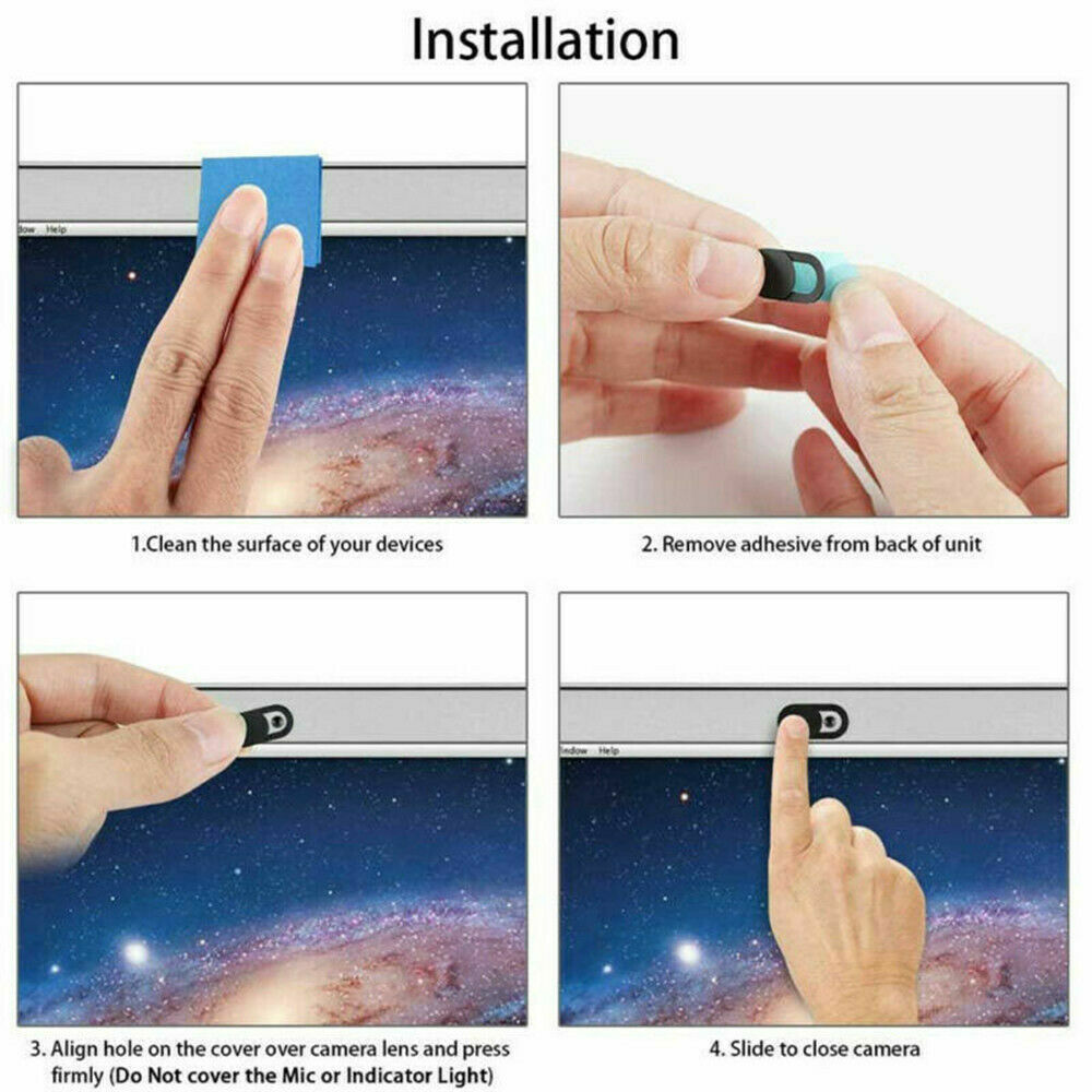 3PCS Black, White, &Blue WebCam Cover Slide Camera Privacy Security Protect