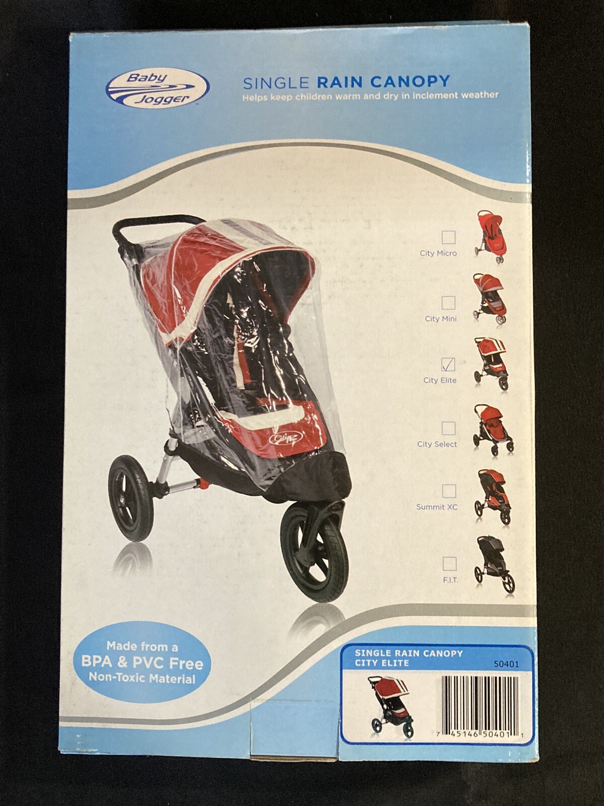 Baby Jogger City Mini Single Rain Canopy Stroller Cover 50401 City Elite