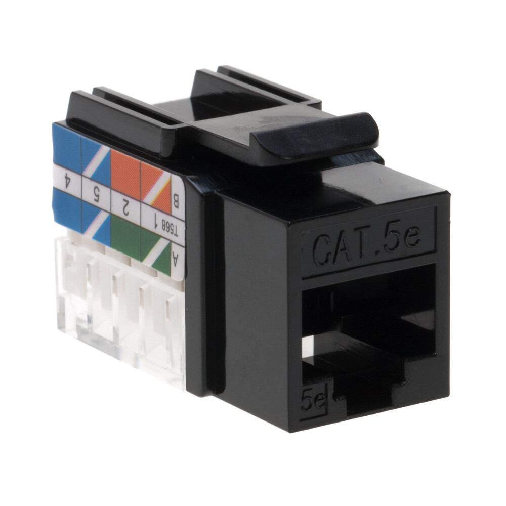 Cat5e Black 45° Angled Keystone Jack Punchdown Network Connector Multipack LOT