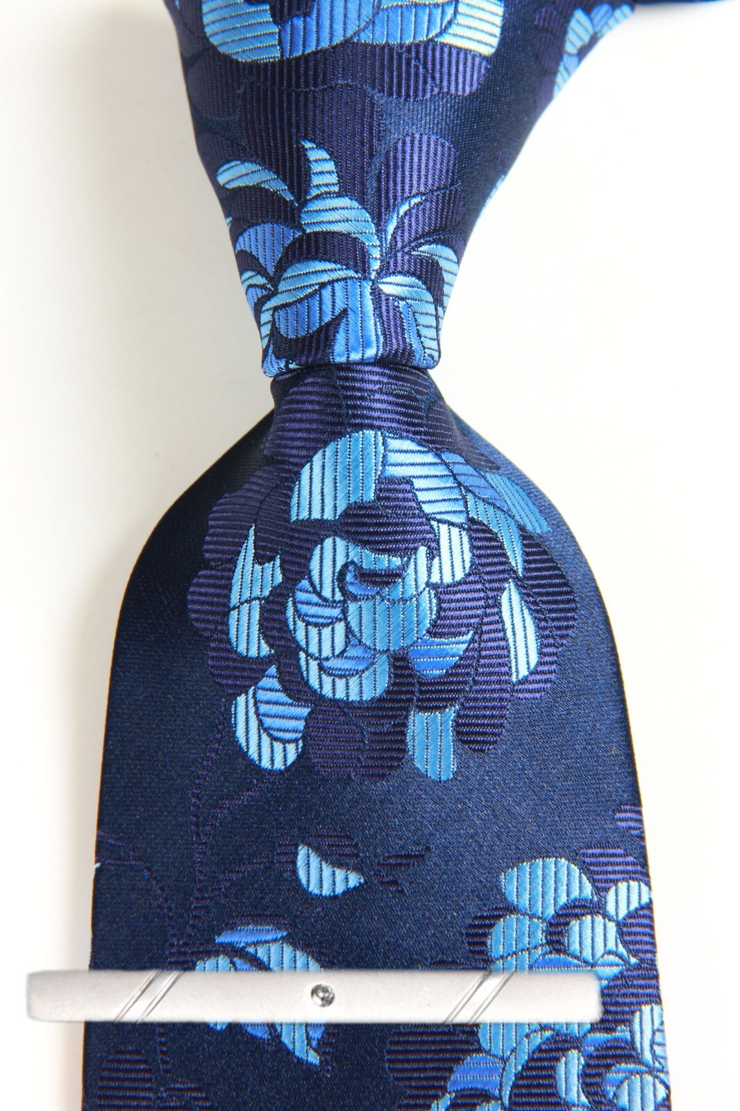 New Classic Floral Blue JACQUARD WOVEN 100% Silk Men's Necktie Tie