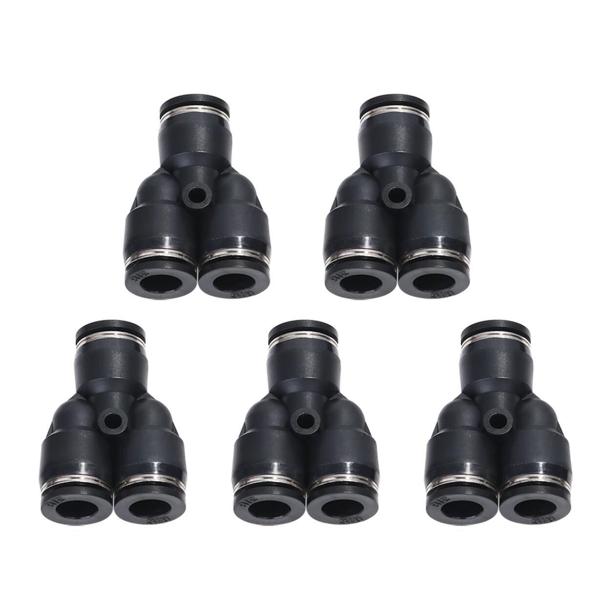 Push To Connect Air Fittings Tube 1/2" Od Air Line Splitter Union Push Pack of 5