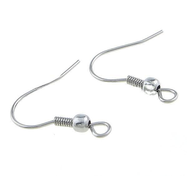 100 Stainless Steel Silver Tone Earring Wires French Style Hooks 50 Pairs - Z049