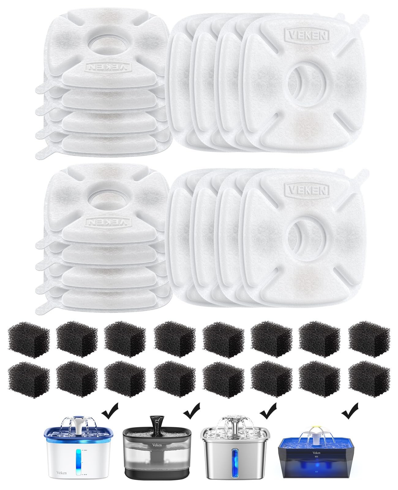 Cat Water Fountain Filter, Classic 16 Pack Replacement Filters & 16 Pack Repl...