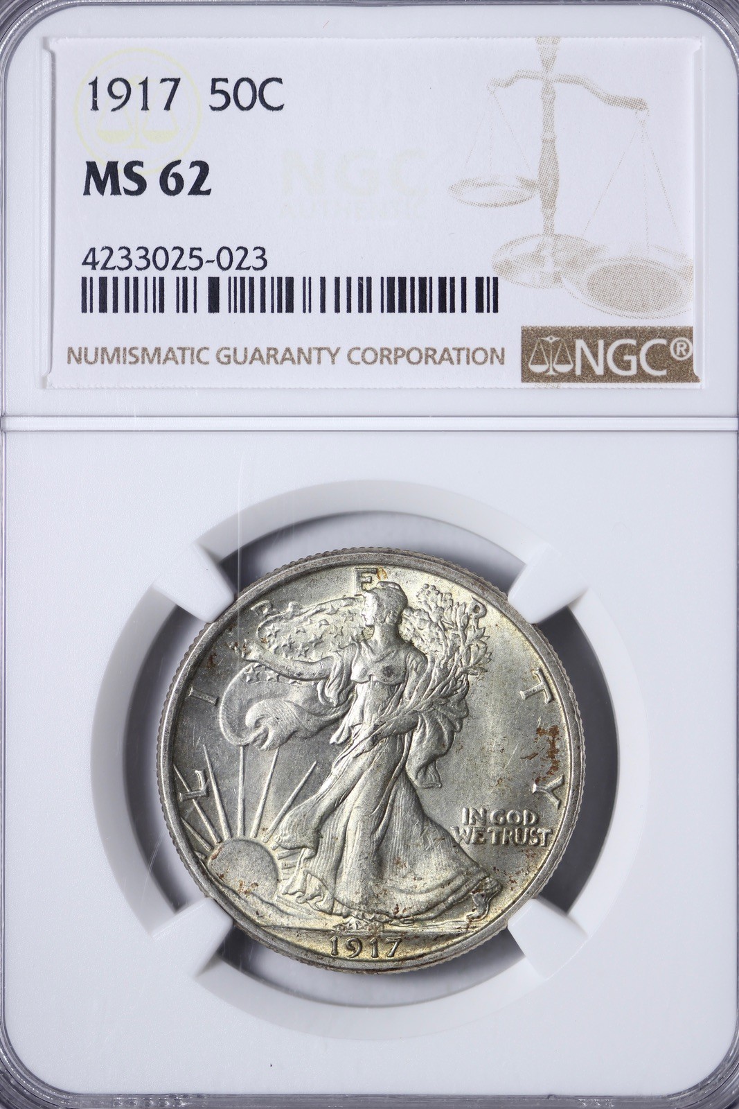 BU 1917 Walking Liberty Half Dollar NGC MS62 DSNBM
