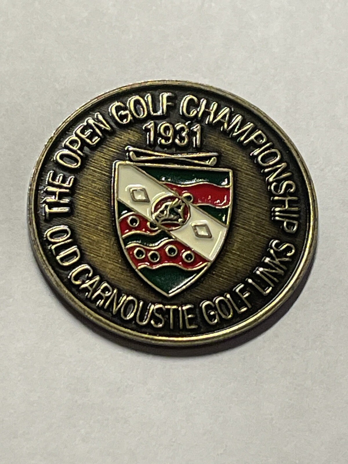 Rare 1931 Open Championship 1" Coin Style Golf Marker - Carnoustie Golf Links