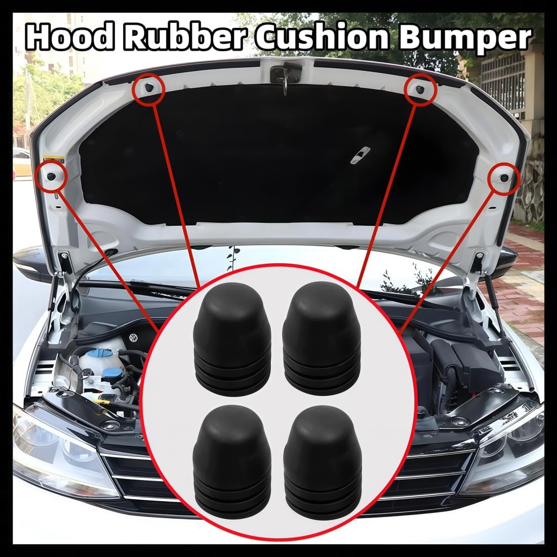 8 Pcs Hood Rubber Cushion Bumper Bonnet Spin Stops Black