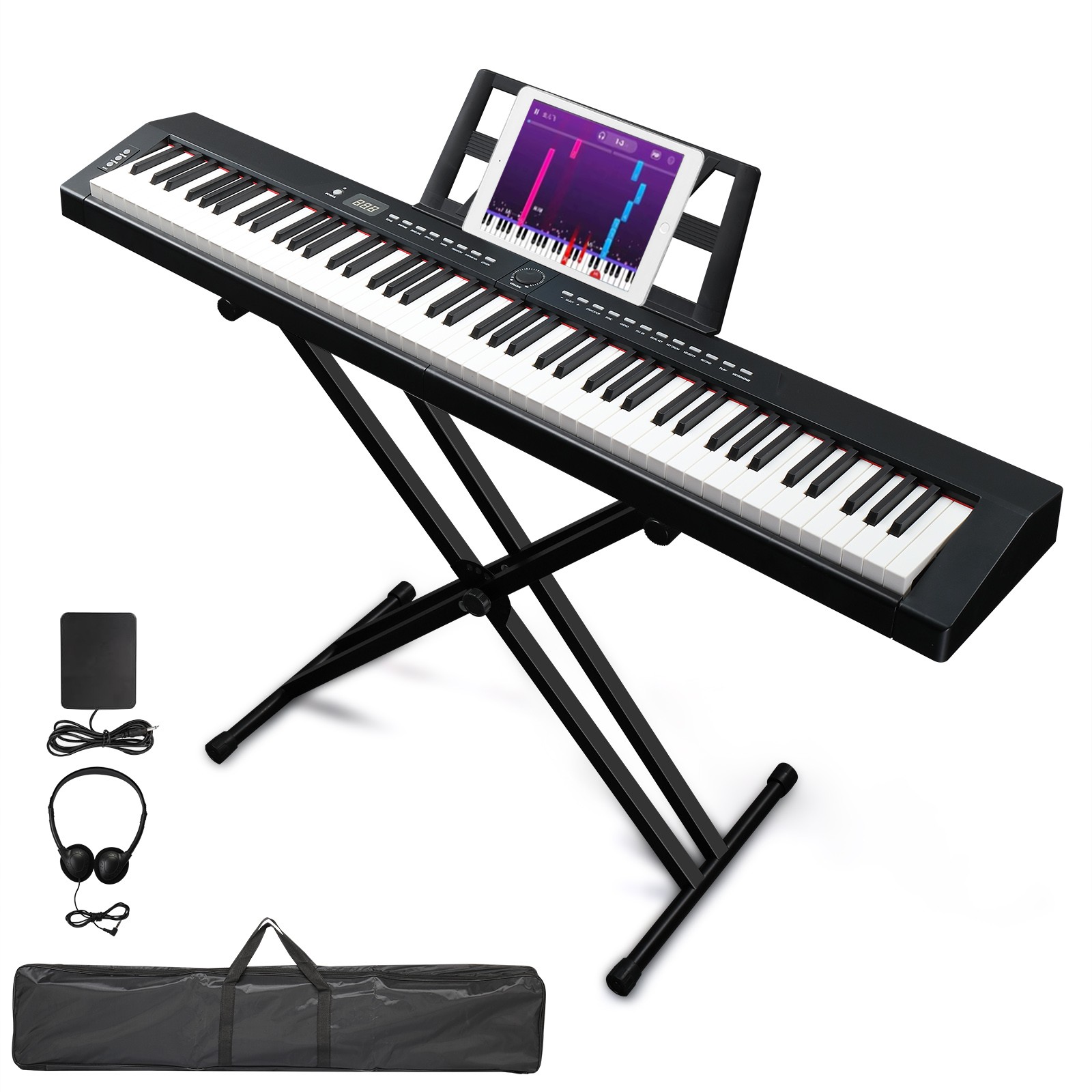 Ktaxon 88-Key Full Size Semi-Weighted Digital Electronic Piano With Bag Black