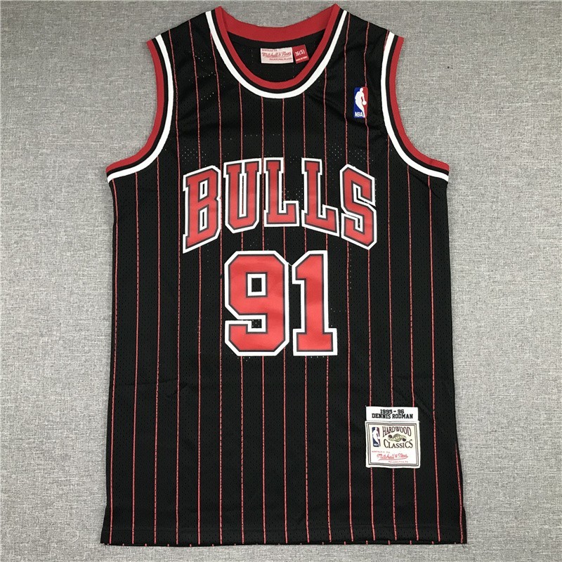 Dennis Rodman #91 Stitched Retro Black Red Stripes SportShirt Adult Size: S-XXL