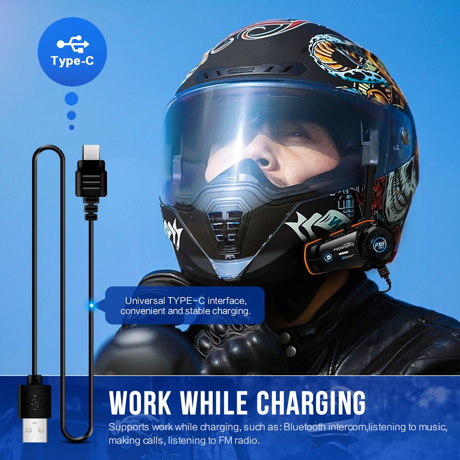 3x FX8 Pro Motorcycle Bluetooth Headset Helmet Intercom 10 Riders Communication