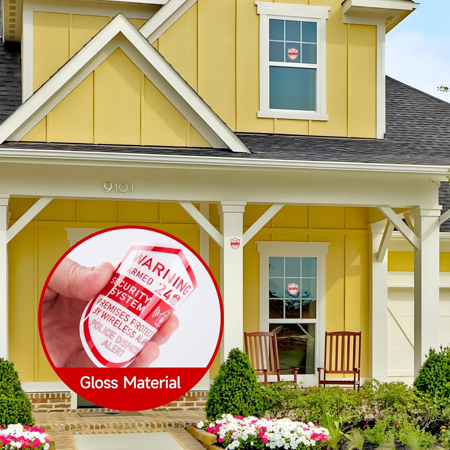 3PCS Security Alarm System Sign for Home，Self-Adhesive Weatherproof 24 Hours Sec