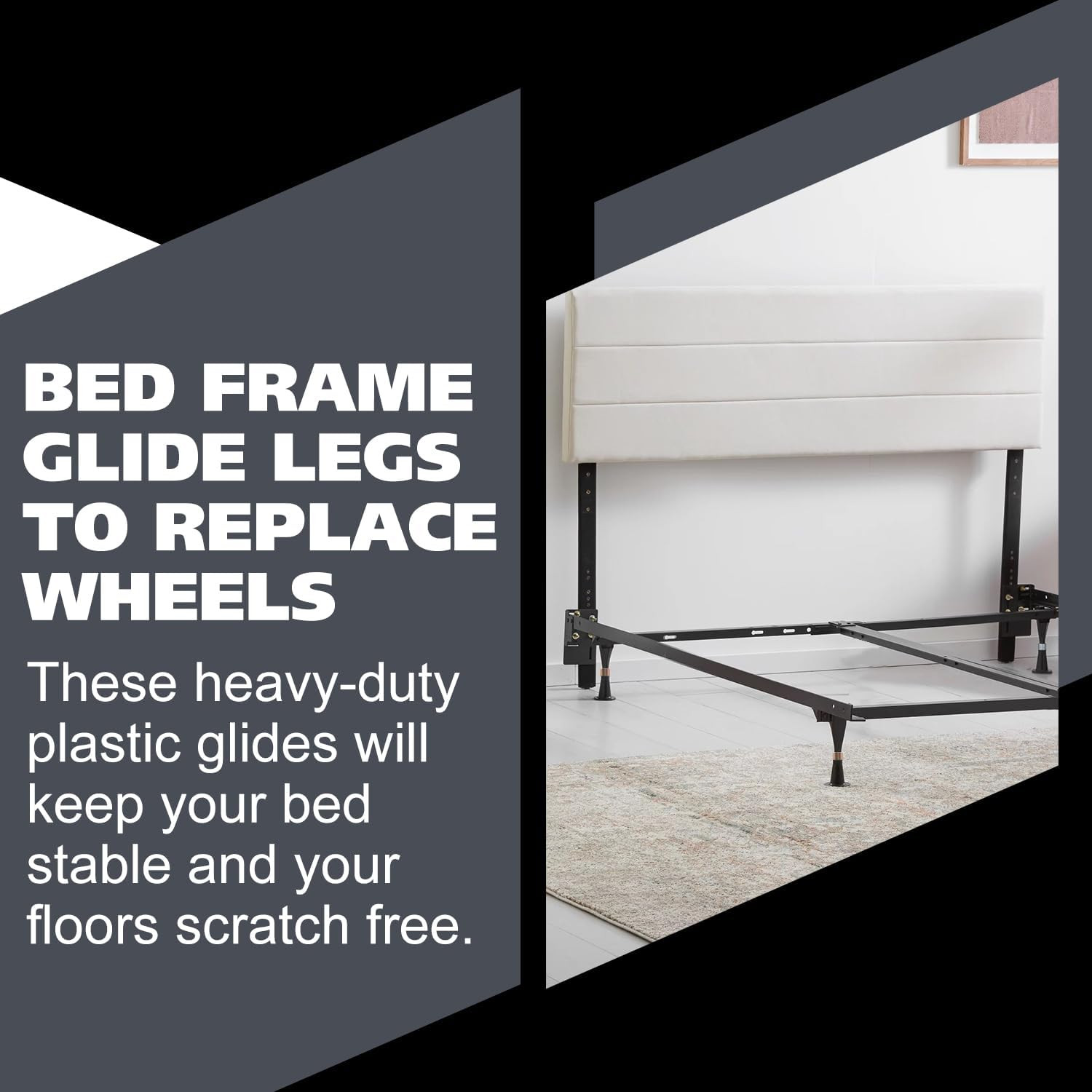 - Plastic Bed Frame Glide Legs - Bed Frame Leg Feet to Replacement Wheels - Set