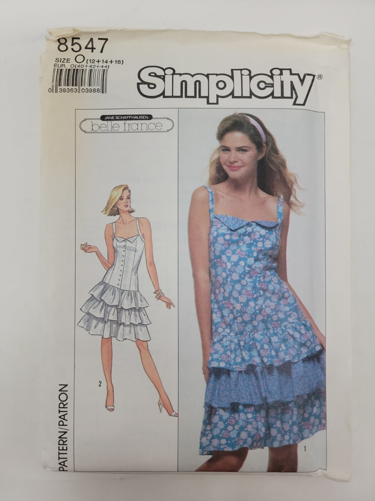 Simplicity 8547  Misses Semi Fitted ruffled Dress size 10 12 14 Sewing Pattern
