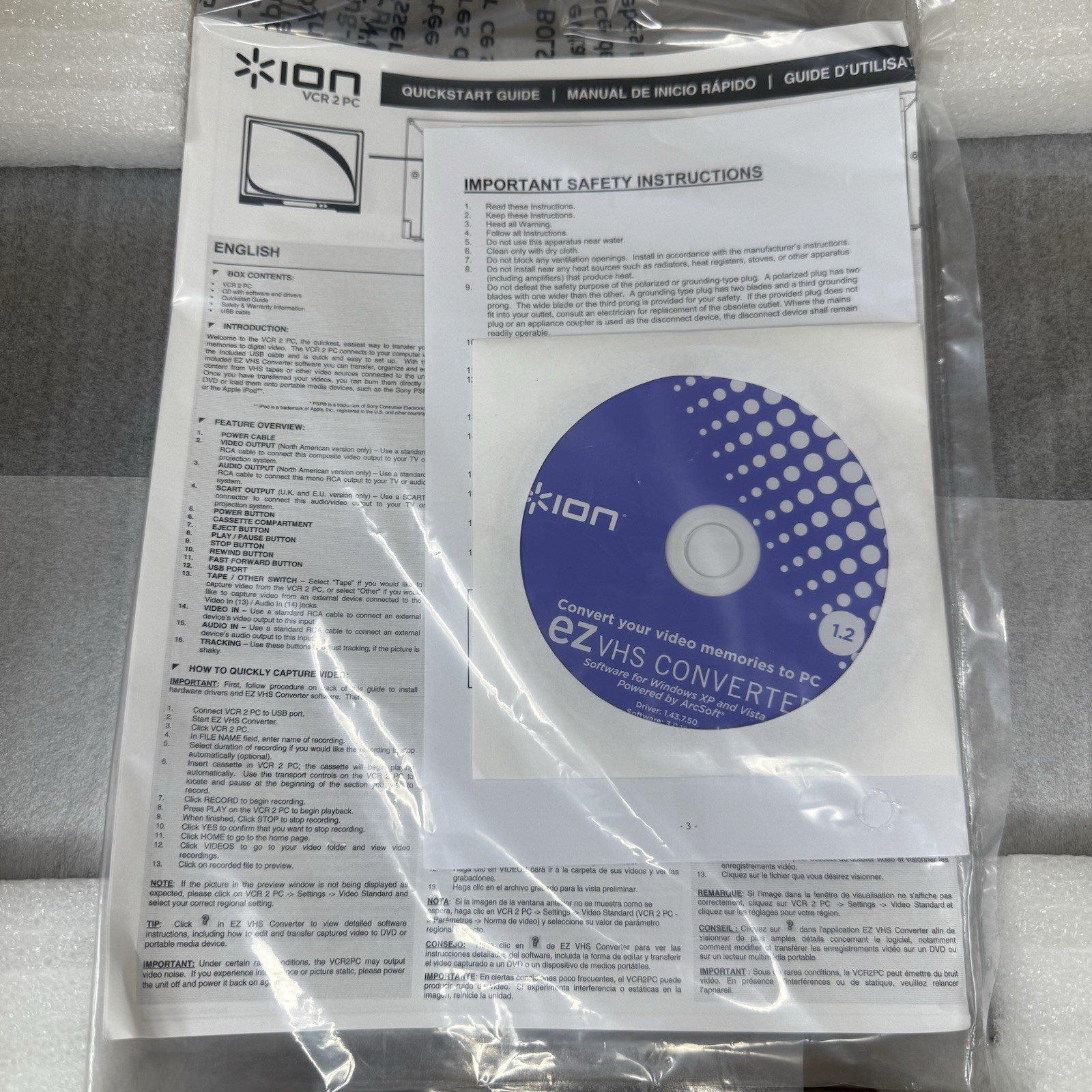 NEW ION VCR 2 PC USB VHS Video to Computer Conversion System Digital Transfer
