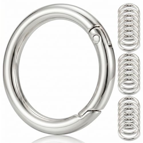 20Pcs Circle Carabiner Clips Gold Heart Carabiner Spring O Small Silver - Round