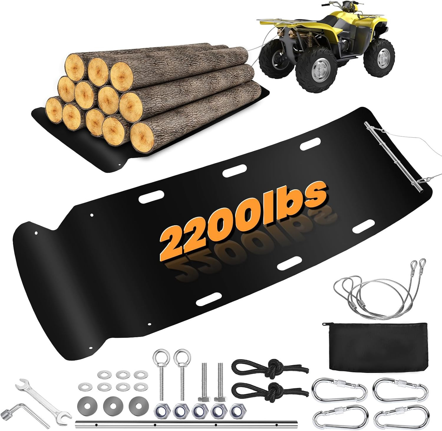 50"X114" Yard Drag Sled, 1/8 Inch Thickened HDPE 2200LBS Heavy Duty Yard Glider