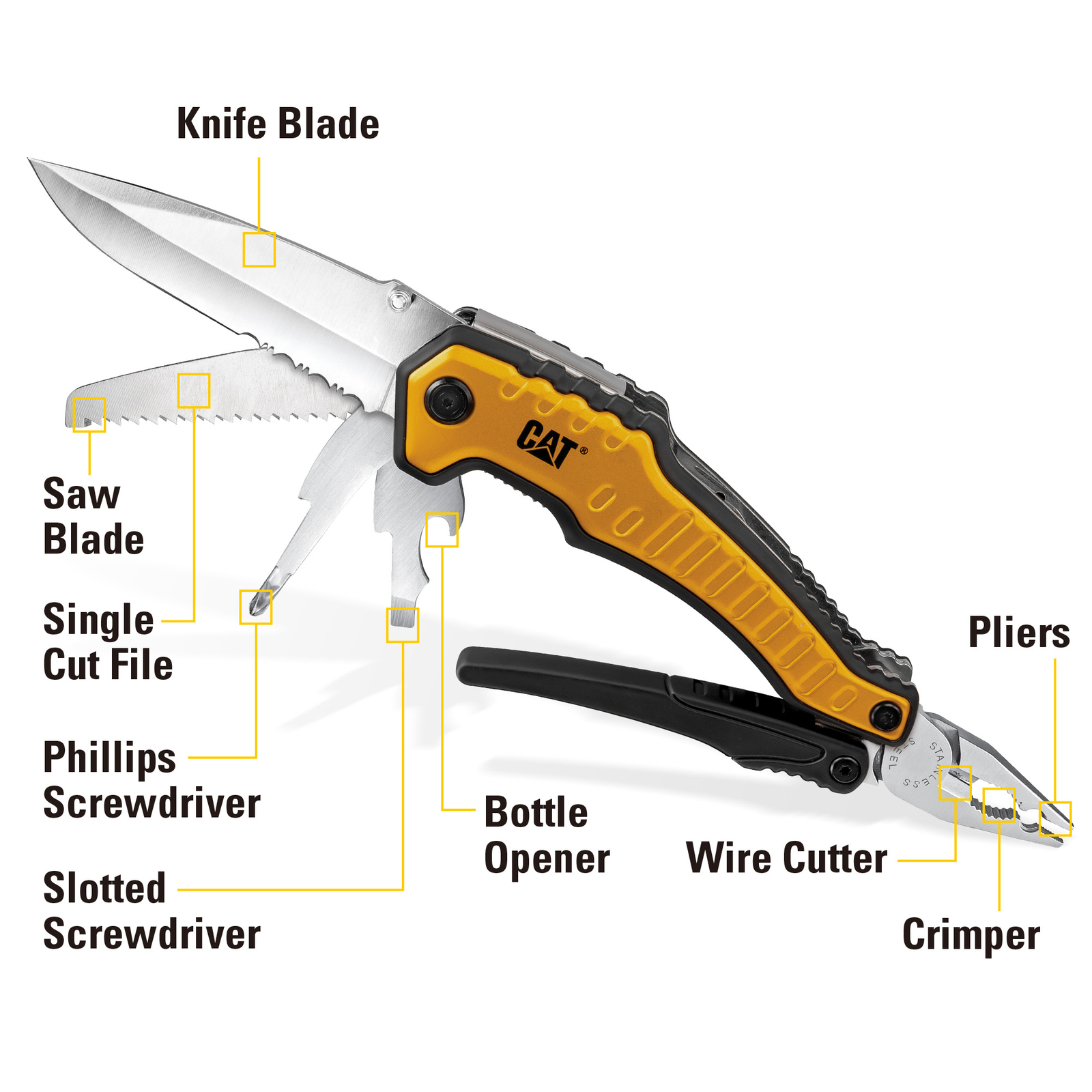 Cat 2 Piece XL Multi-Tool and Multi-Tool Key Chain with Light Gift Box Set -