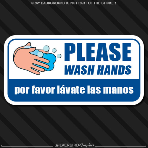 Please Wash Hands Sticker English Spanish Por Favor Lavate Las Manos Vinyl Decal