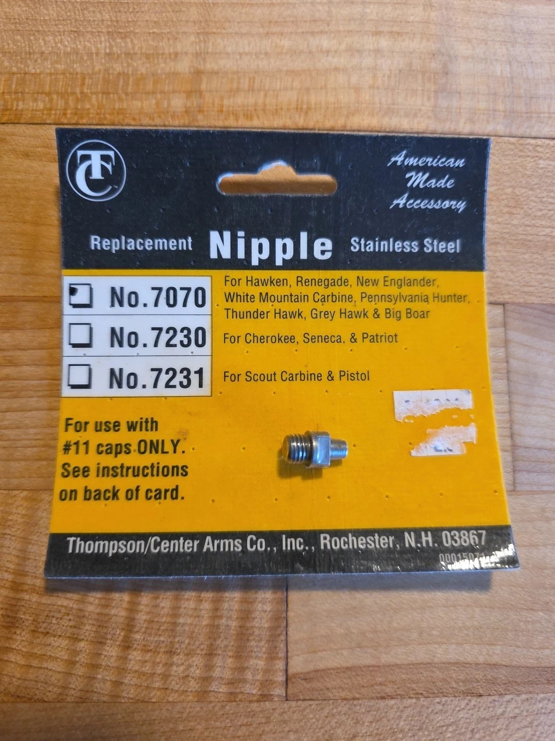 Tompson Center Stainless Steel Replacement Nipple No. 7070 Made In America