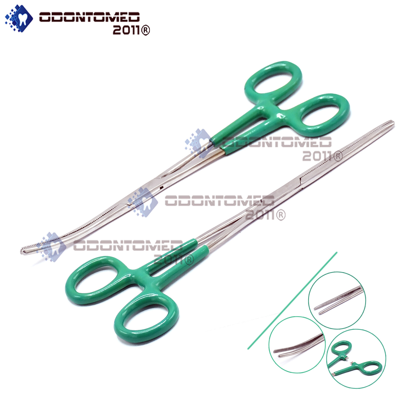 Stainless Steel Hemostat Pean Forceps With Green PVC Grip Handle (Str & Cvd) 8''