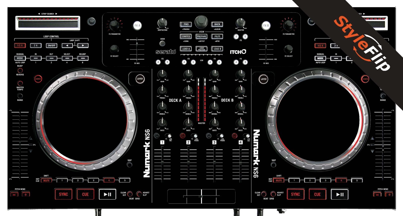 Numark NS6 | Color Black | Protective Decal | StyleFlip Skins