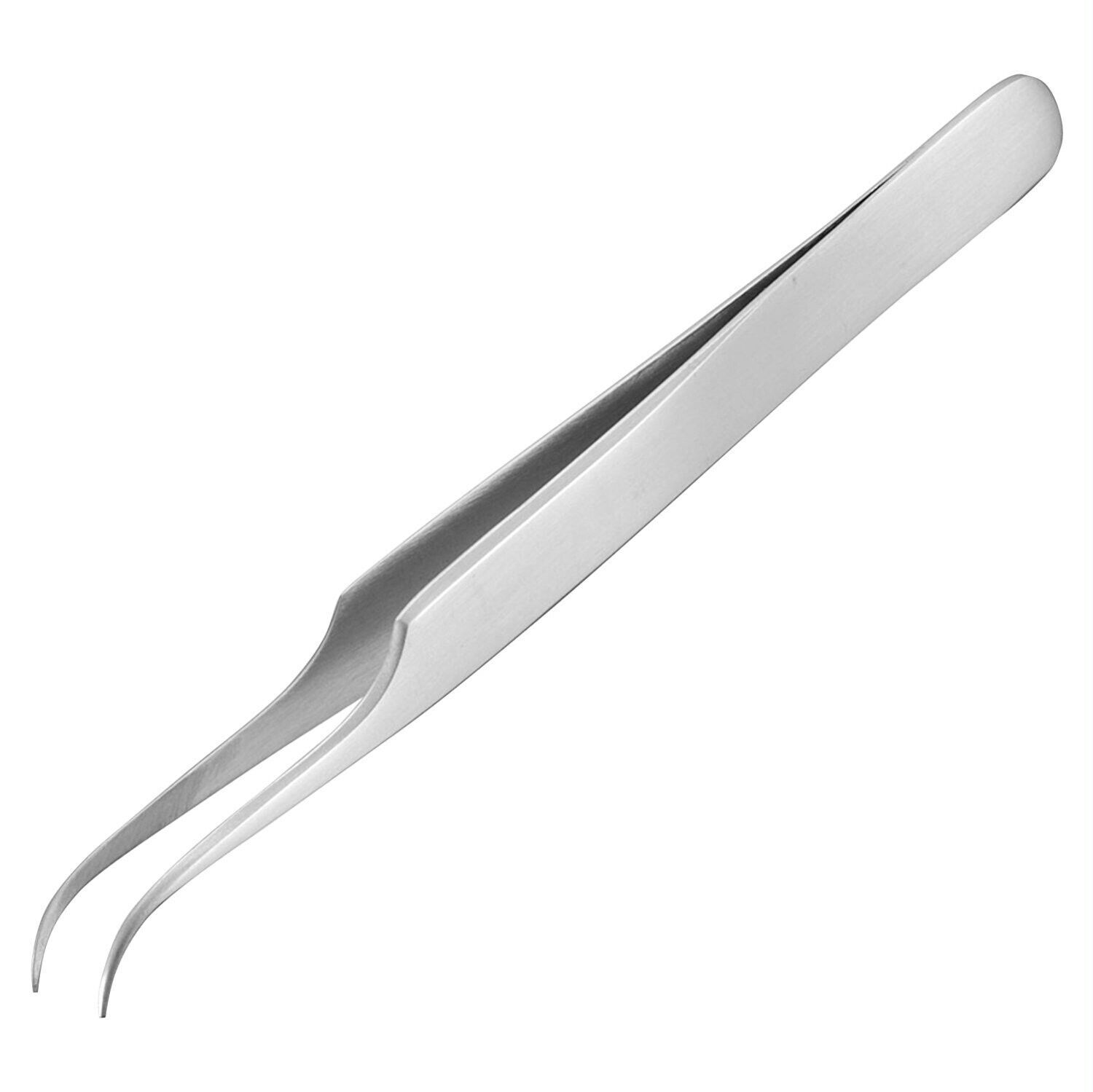 TWEEZERS curved bent nose fine pointed tip ends stainless steel J ENGINEER PT-06