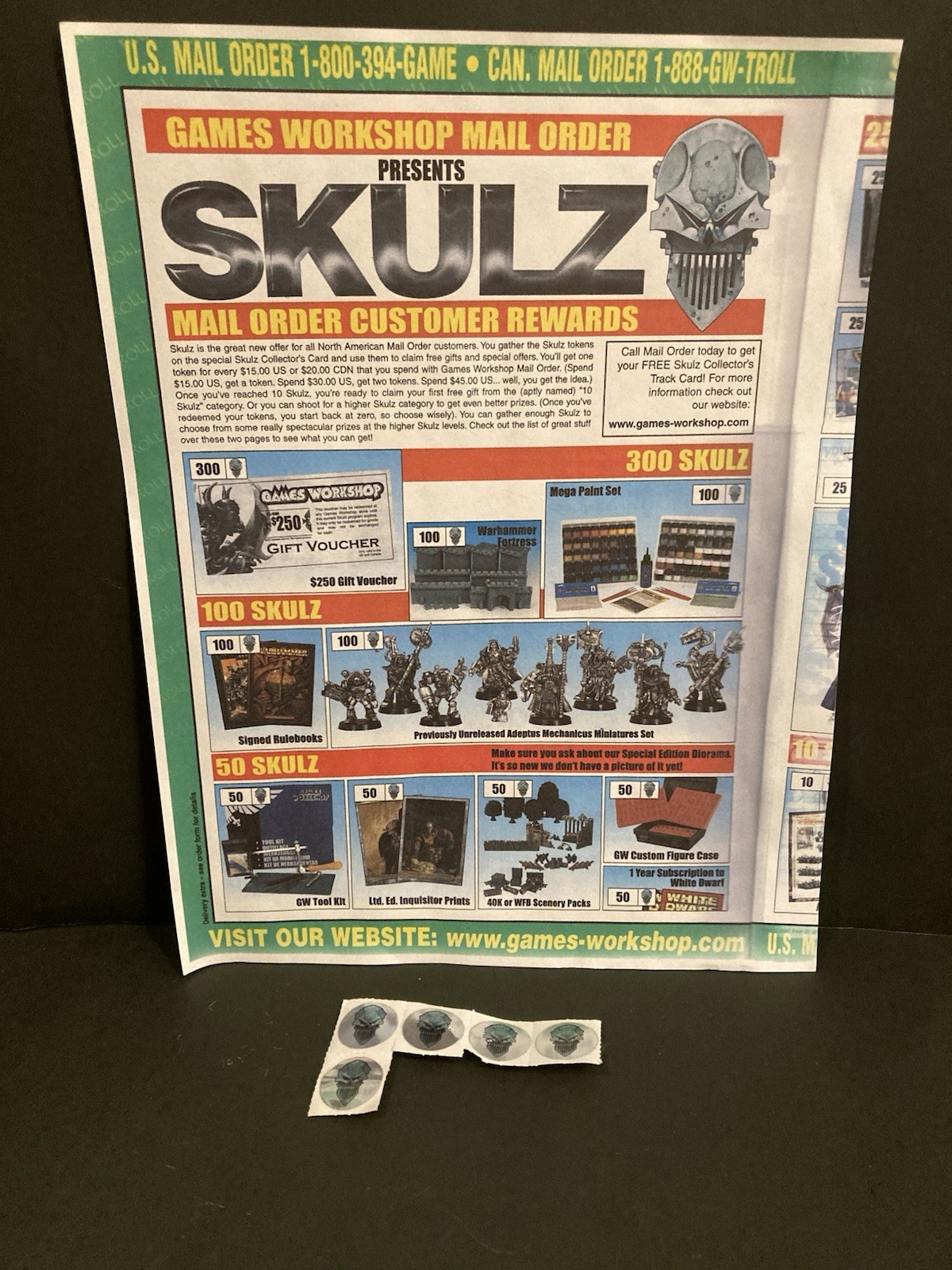Vintage GW Warhammer 40K SKULZ TOKENS Games Workshop Mail Order Promotion 1990s