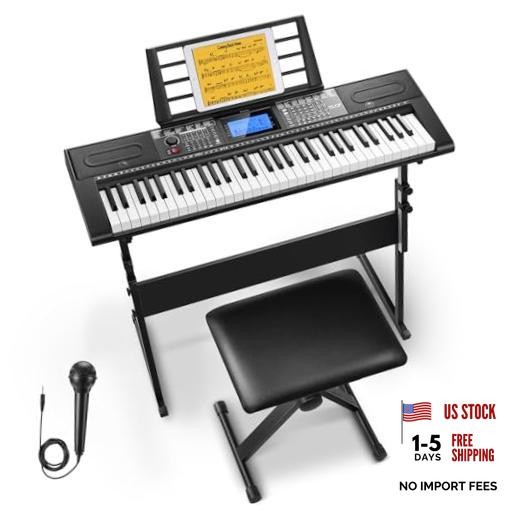 Donner 61 Key Keyboard Piano, Electric Piano Keyboard Kit with 249 Full Black