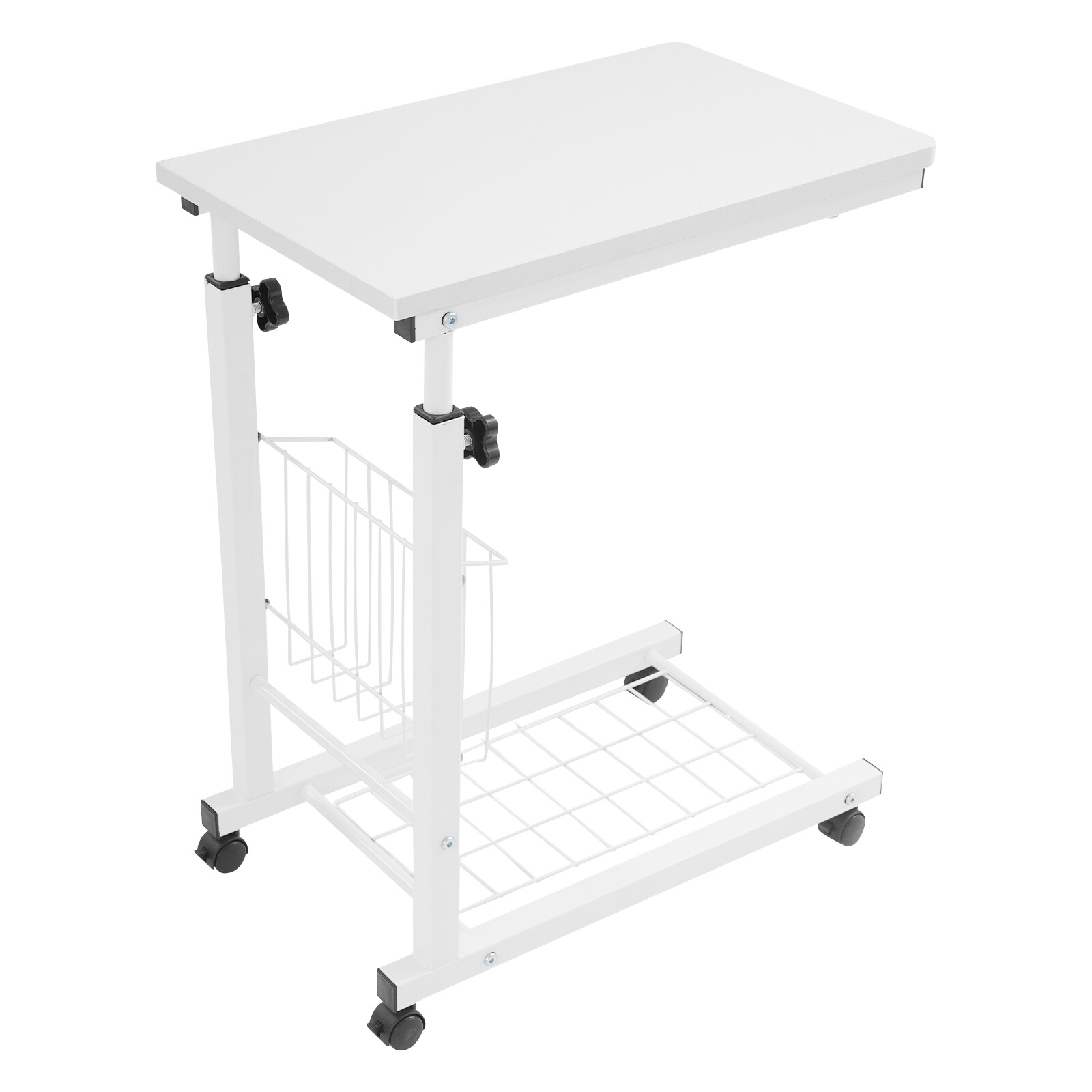 Adjustable Bed Side Table, Side Table with Wheels, Mobile Standalone Table