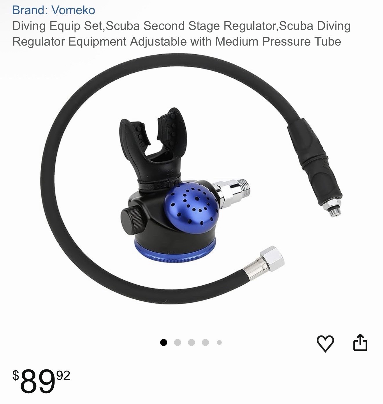 Scuba Diving Second Stage Regulator Metal Breathing Valve Adjustable No Tube