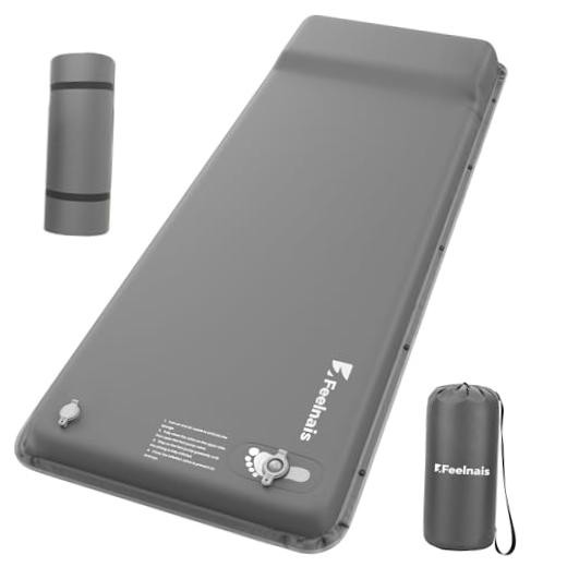 Self Inflating Sleeping Pad, Memory Foam Camping Pad with Foot Pump, Grey