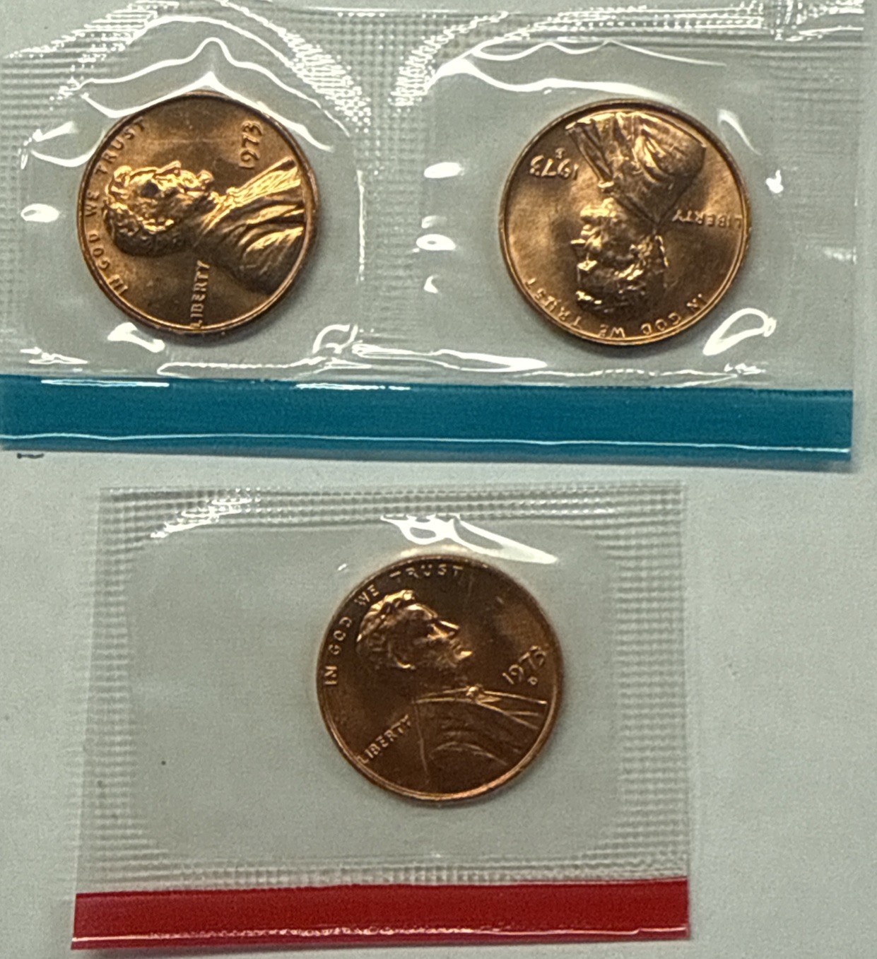 1973 P D S Lincoln Memorial Cent  Penny Set In Mint Cello With Free Shipping