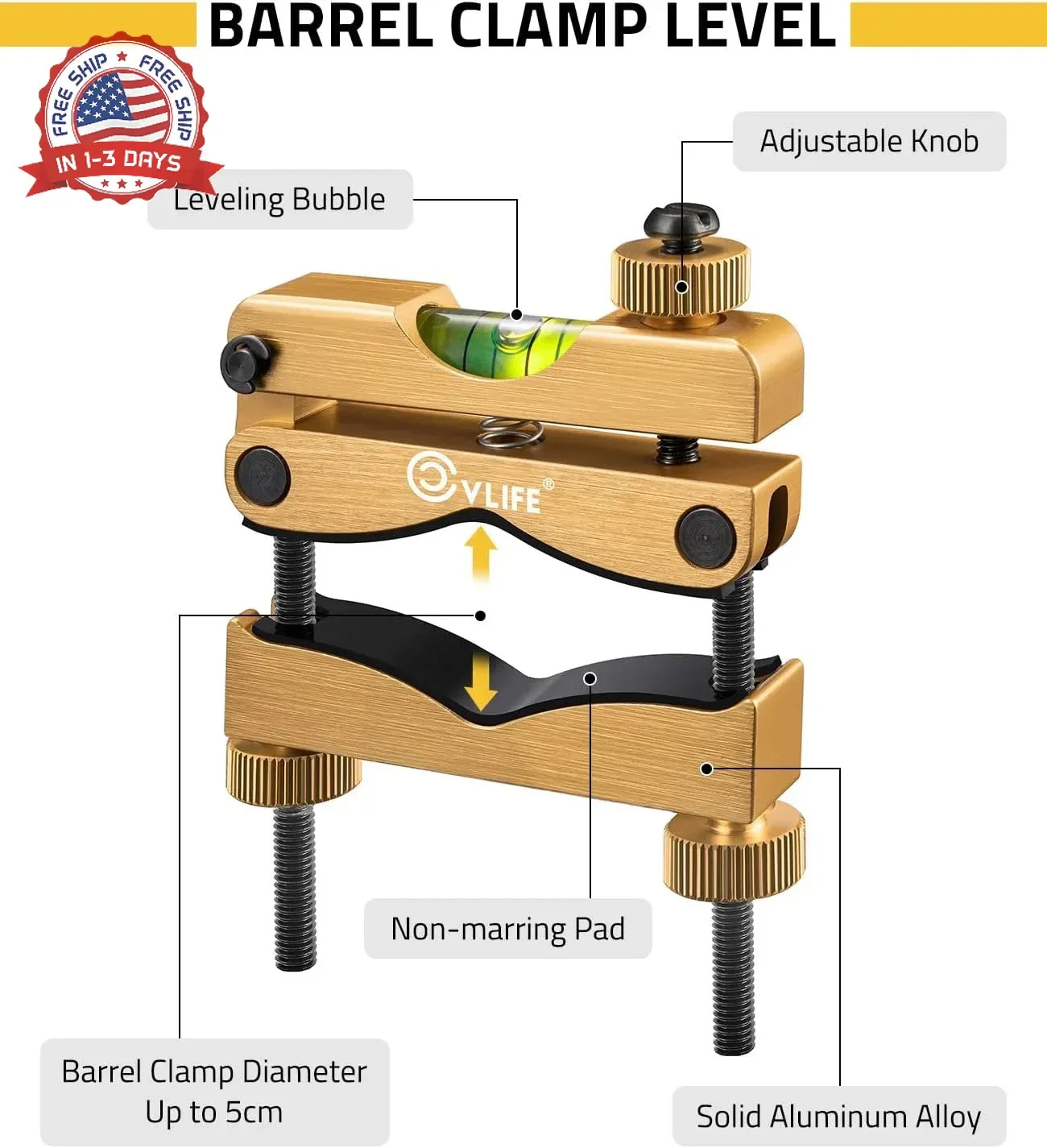 Heavy-Duty Scope Leveling Kit Magnetic 2 Reference Bubbles Gold for Rifle Mounti