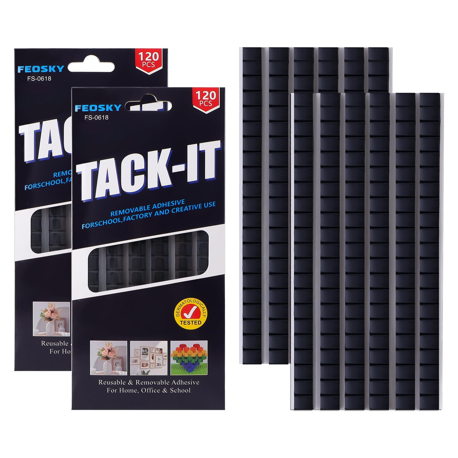 Feosky Adhesive Poster Sticky Tack Putty, Reusable and Removable 2Pack, Black