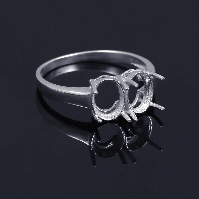 Semi Mount Ring Stone Setting Size 8x6 MM Oval Shape 925 Sterling Silver Ring