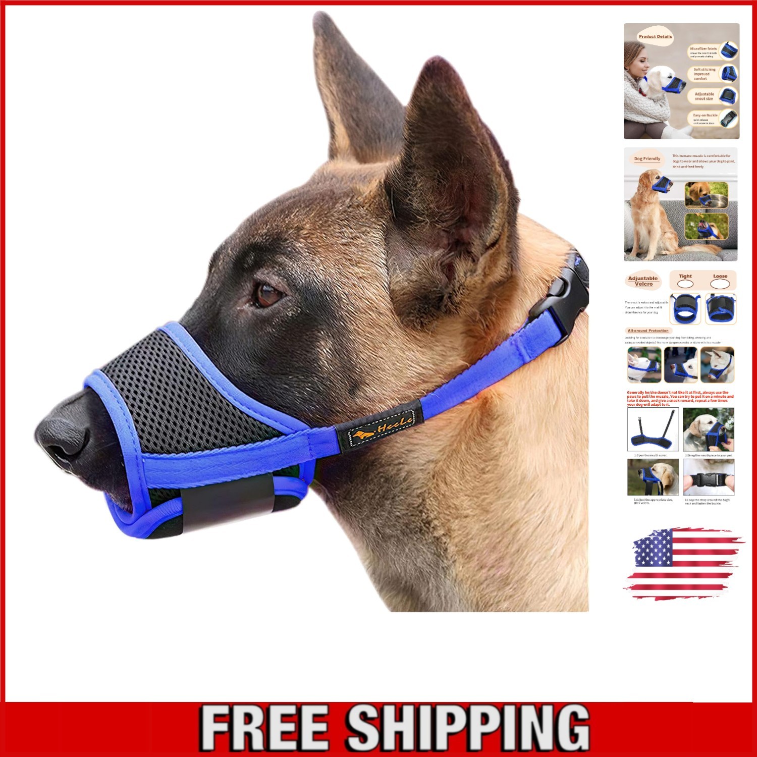 Comfortable & Humane Dog Muzzle, Anti Biting for Small, Medium & Large Dogs
