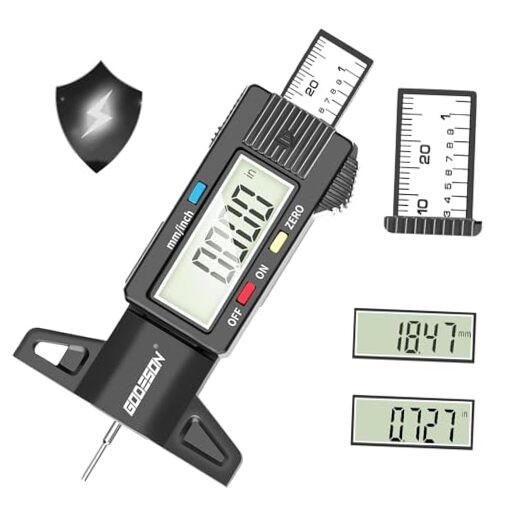 Digital Tyre Tread Depth Gauge UK,0-25.4 Mm Inch Tyre Guage Digital 1 Pack