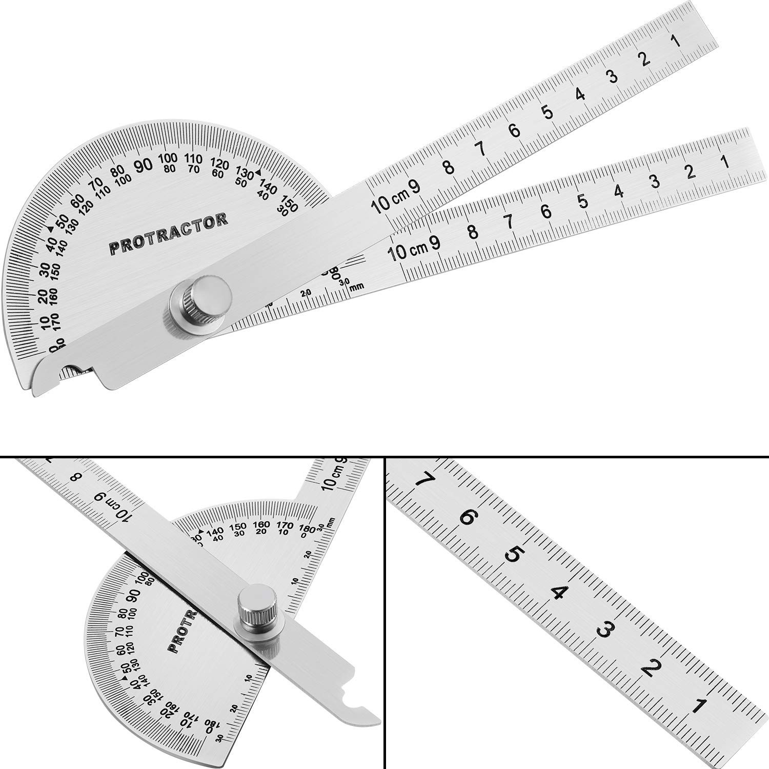 Precision Stainless Steel Angle Finder Protractor Ruler - 10 cm Compact Design