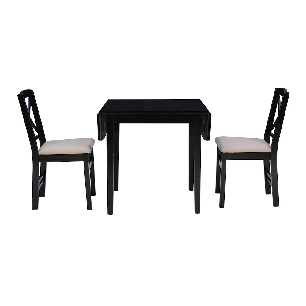 Torino 3Pc Drop Leaf Dining Set Black