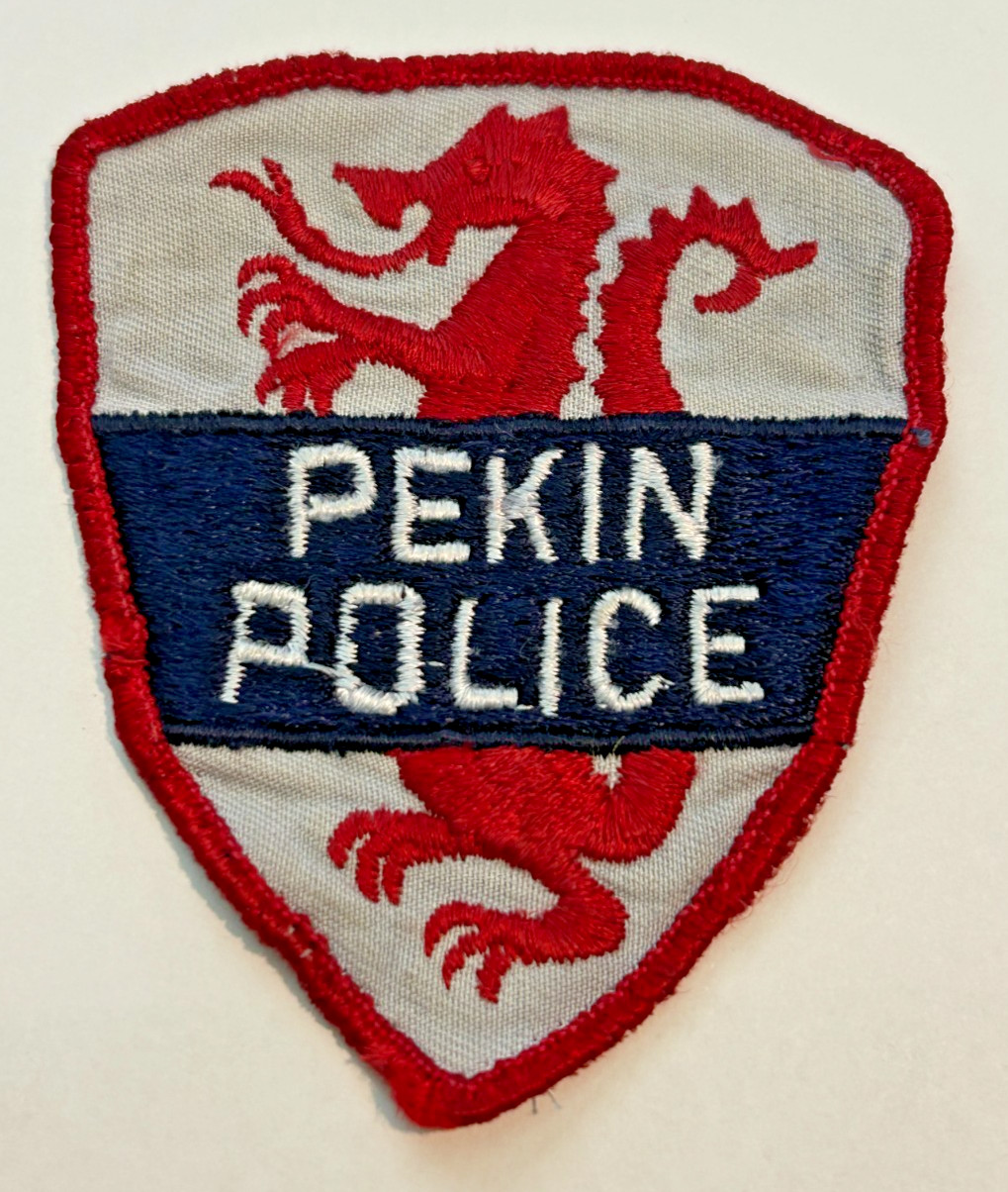 Vintage Pekin Illinois Police Dragon Gray Cloth Patch Uniform Take Off