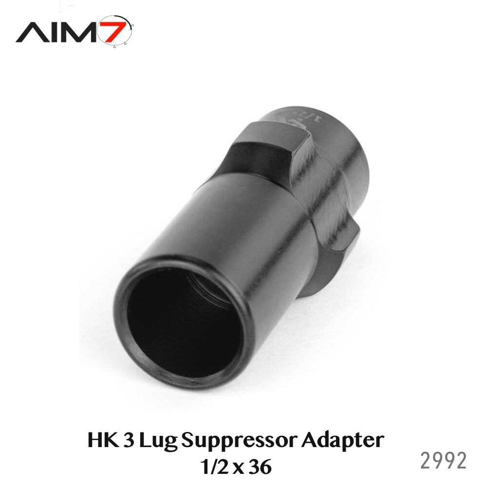 Aim7 3 Lug Barrel Adapter - 1/2x36 9MM Steel Black