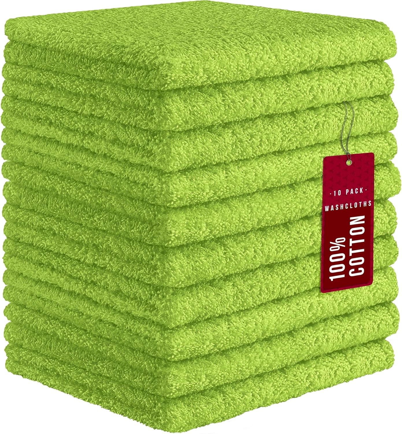 10 Pack 100% Cotton Wash Cloth, Luxurious Soft, 12 x 12 inch Ultra Absorbent,
