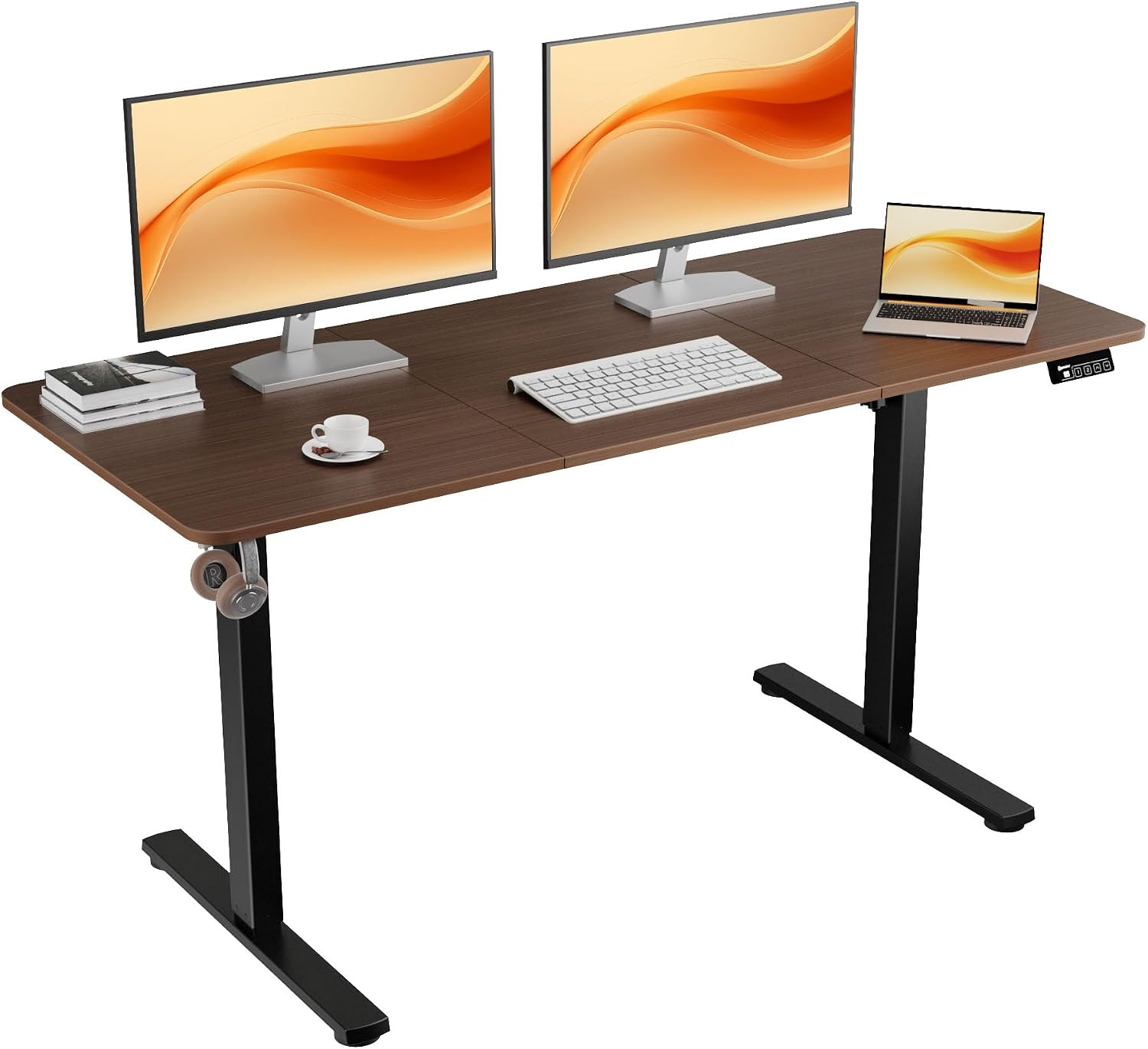 55"X24" Standing Desk, Height Adjustable Sit-Stand Home Office, Walnut | Electri