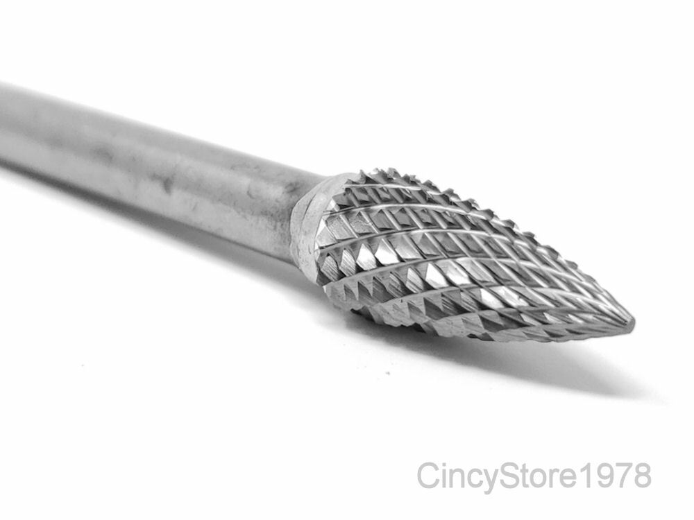 SG3D Tree Shape Tungsten Carbide Burr Bur Cutting Tool Die Grinder Bit 1/4"