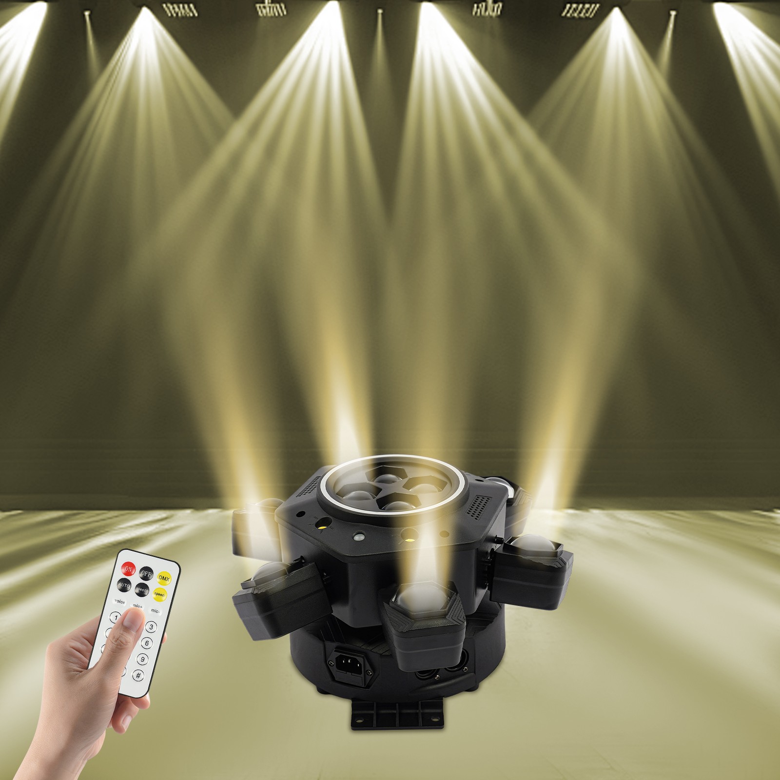 120W RGBW Stage Lights 6 Arms DJ Laser Light For Party Disco Club Bar w/ Remote