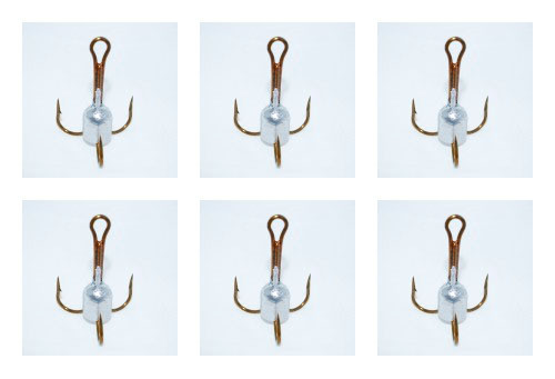 6 EACH, TREBLE HOOK WEIGHTED 12/0 FOR SNAGGING SPOONBILL, GATOR, CATFISH