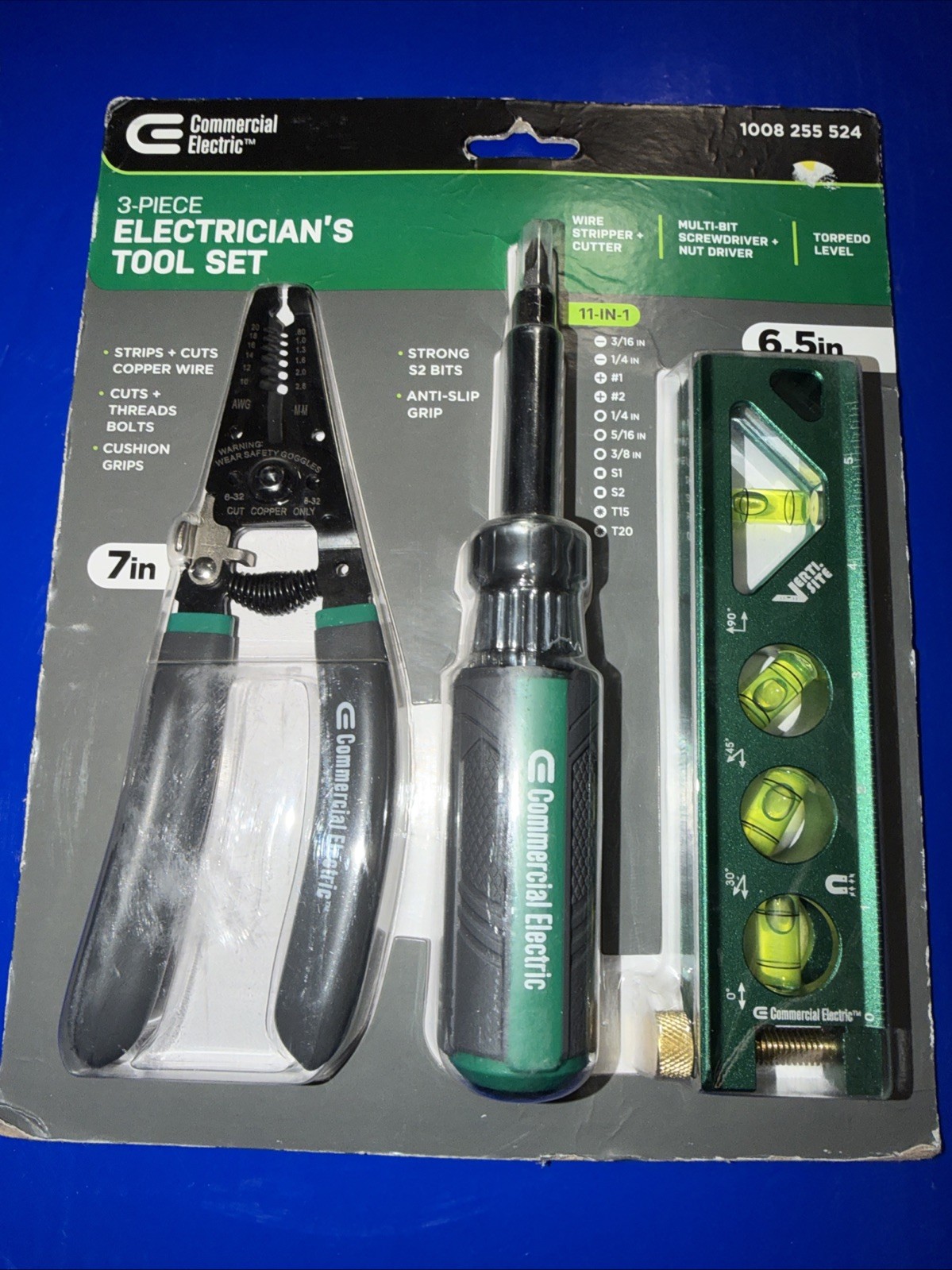 NEW 3 Piece Commercial Electric Electricians Tool Kit -Cutter, Pliers Multimeter