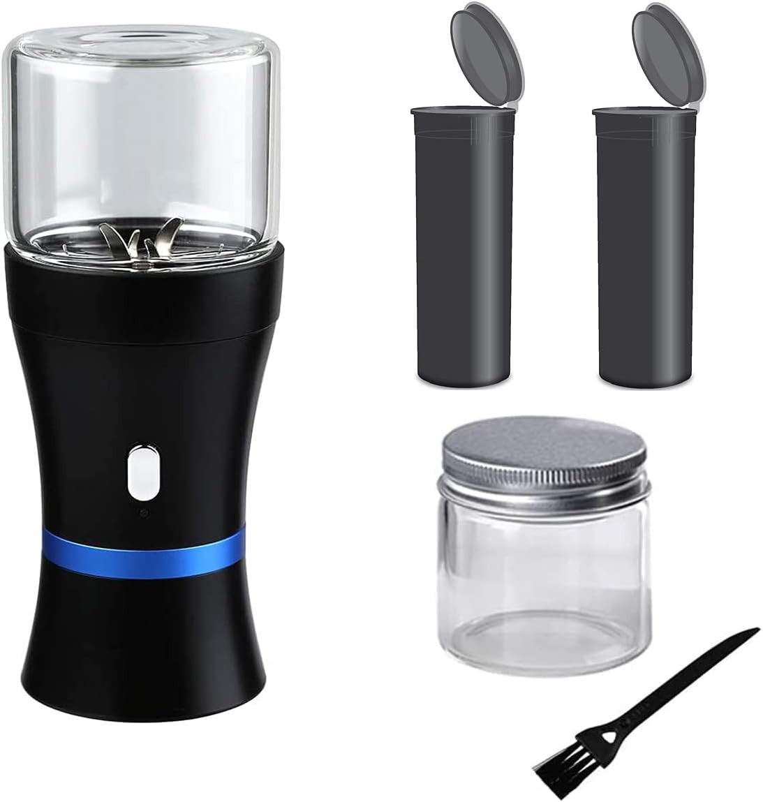 Electric Herb Grinder COMPACT for Flower Buds, Usb-Rechargeable, 2Pcs 1.7Oz Glas