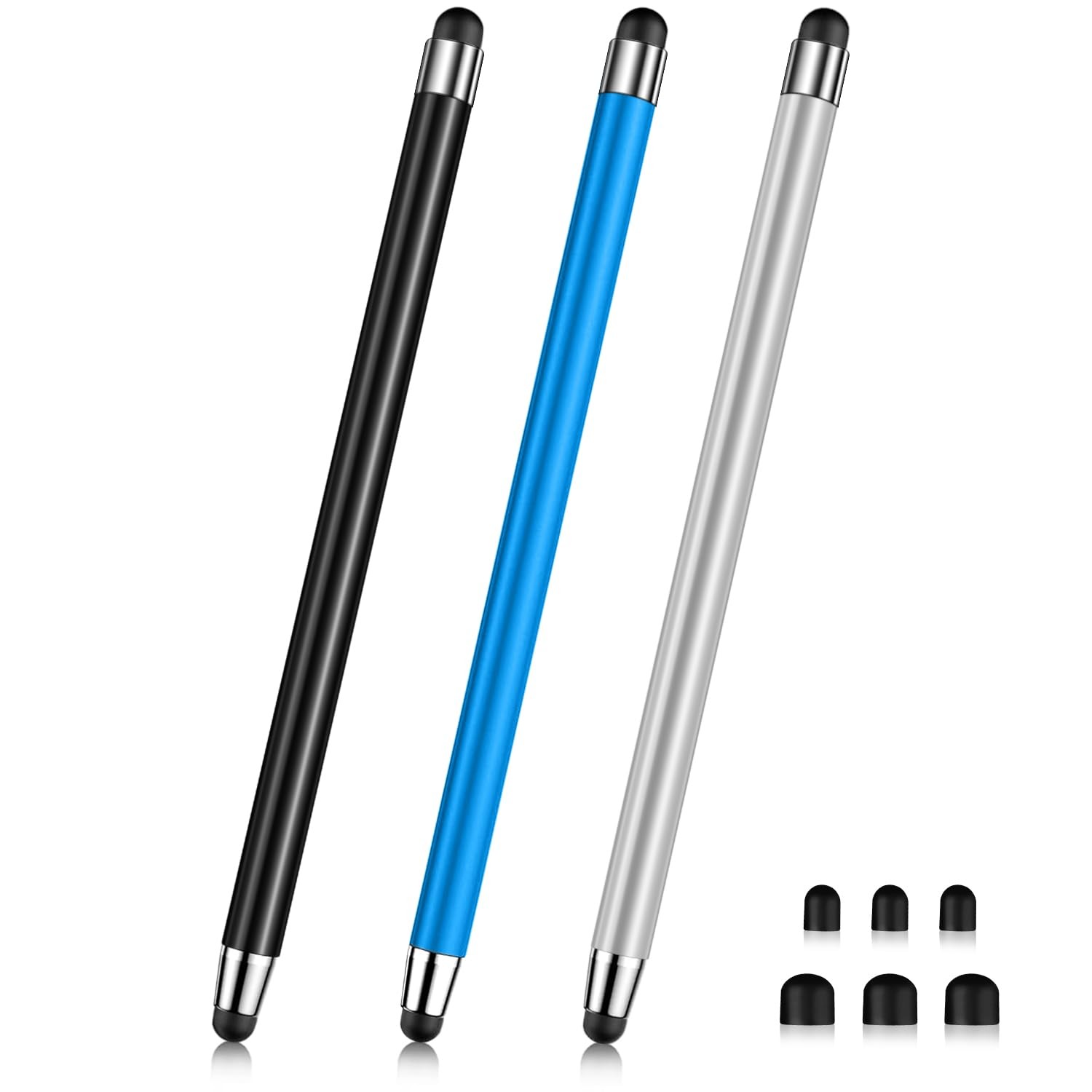 Stylus (3 Pcs), 2-in-1 Pen for Touch Screen, High Silvery/Blue/Black