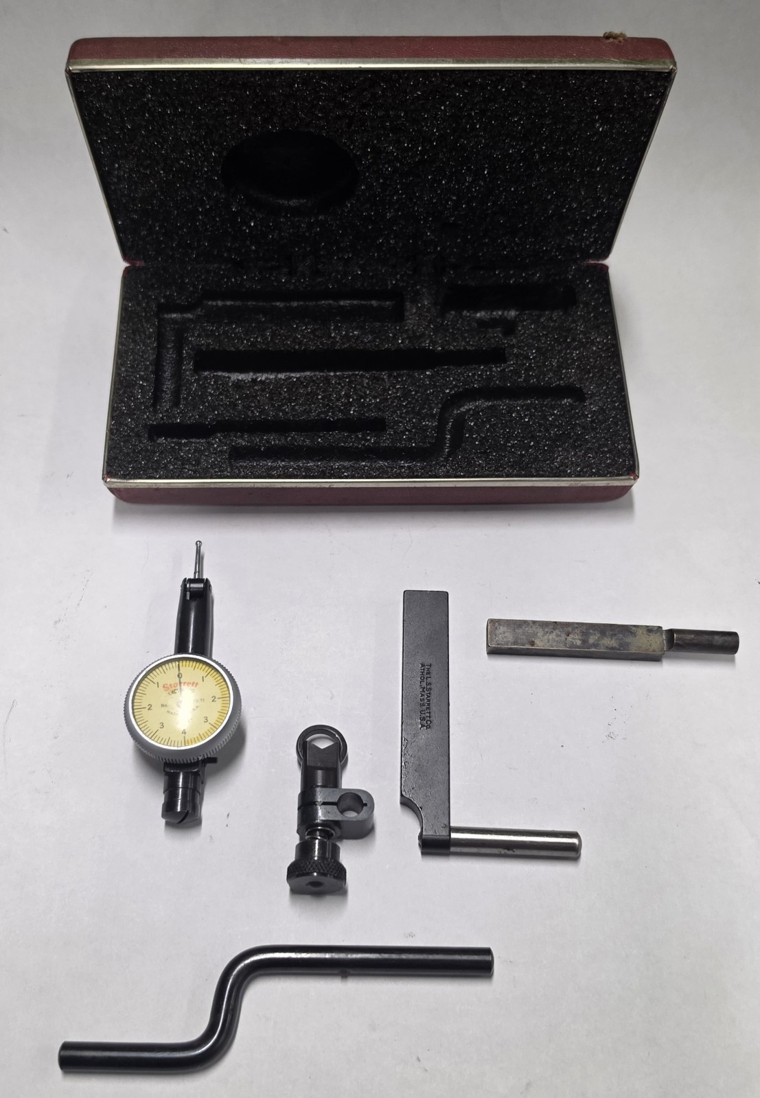Starrett 711-TI Last Word Dial Indicator Set .0001" + Box - Pin Needs New Spring